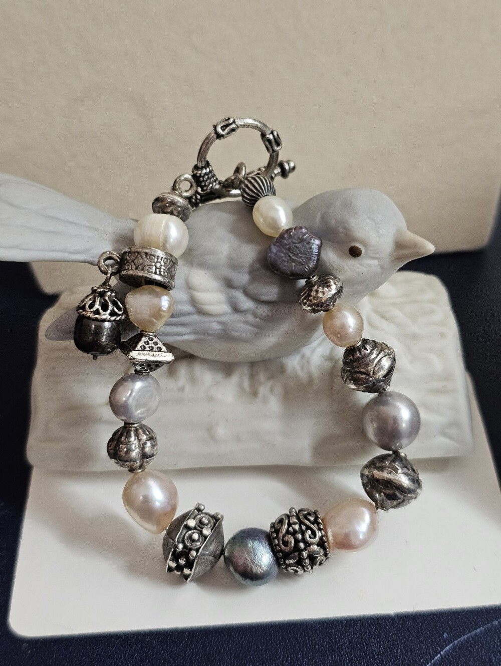 Silpada Retired Silver Freshwater Pearl and 925 Beads with Toggle Clasp B0986